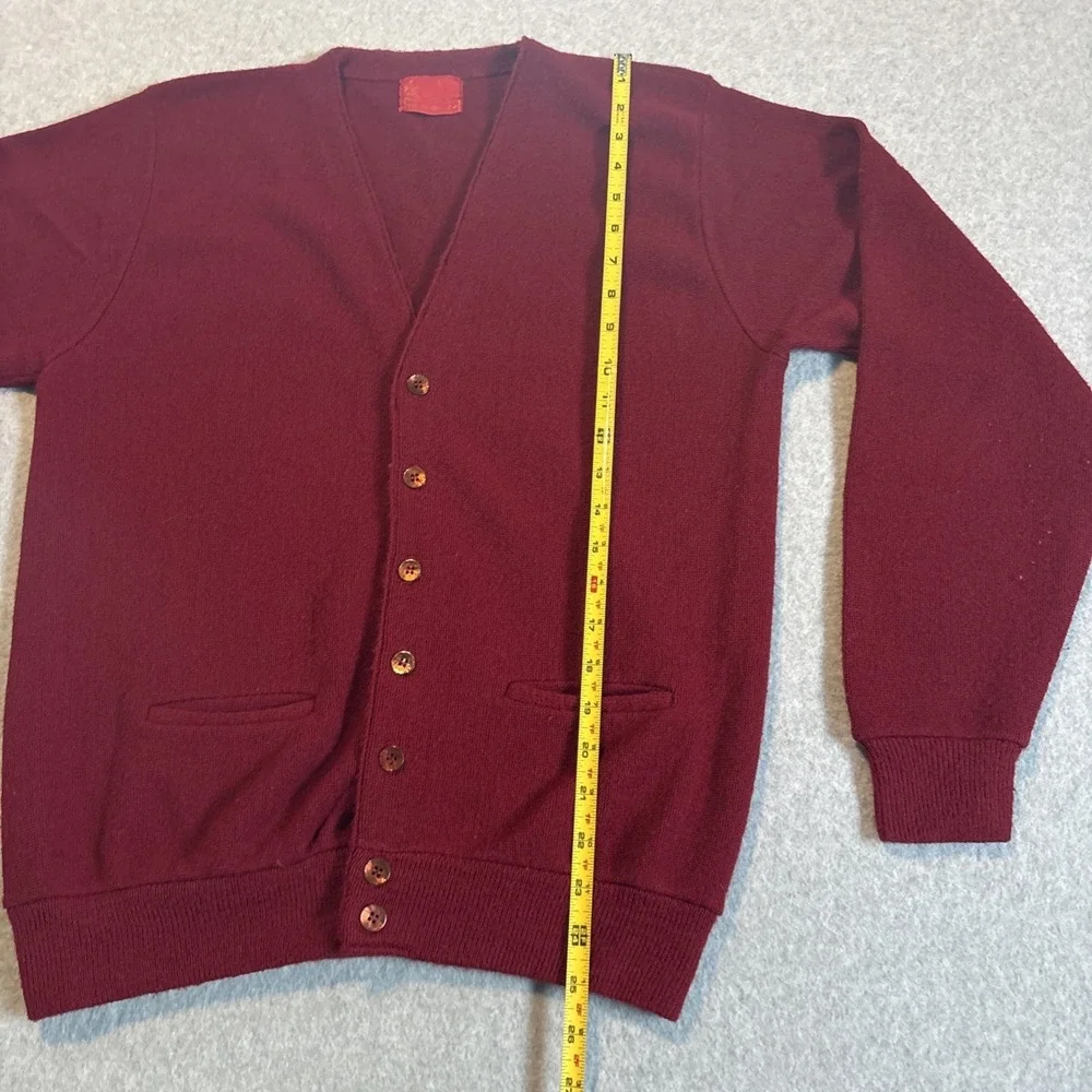 Vtg Kings Road Sears Cardigan Sweater Men's Sz M Dk Red Orlon Acrylic Sw1